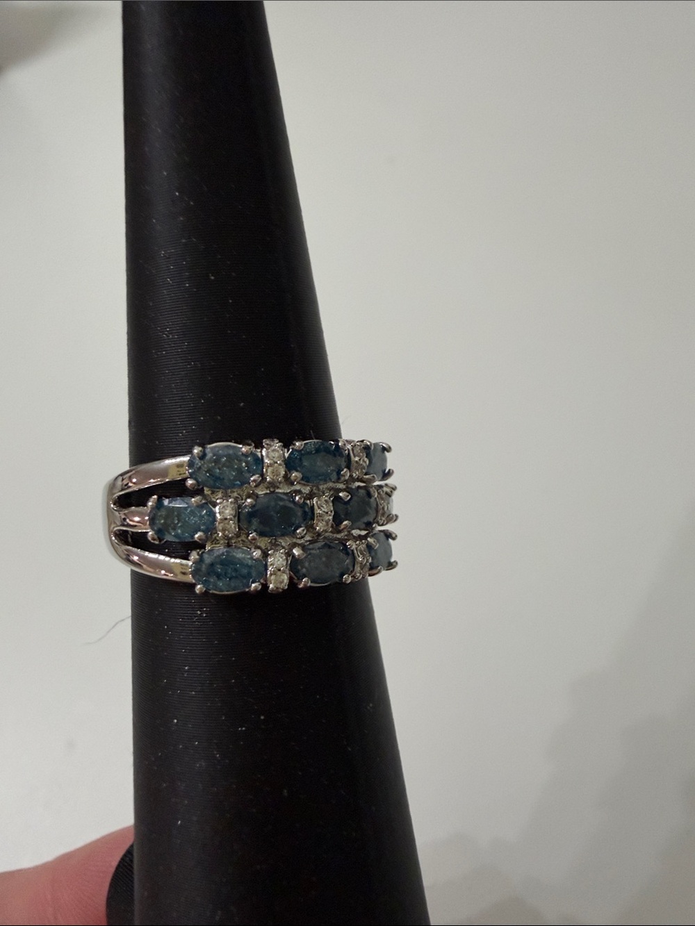 BP rhodium & blue stones